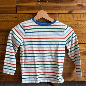 Mini Boden Long-Sleeve Striped Tee in White, Blue, Red & Green